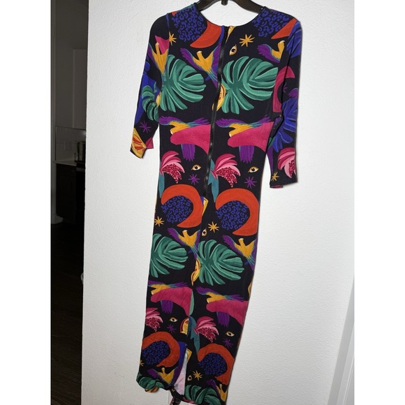 FARM RIO Mystic Jungle Midi Knit Dress Size L Artsy Bohemian - Picture 5 of 12